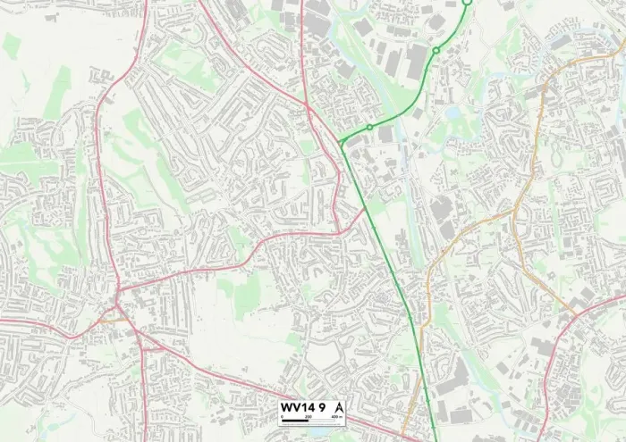 Gerahmter Druck : Wolverhampton WV 14 9 Karte Gerahmter Druck : Wolverhampton WV 14 9 Karte