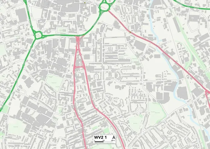 Gerahmter Druck : Wolverhampton WV2 1 Karte
