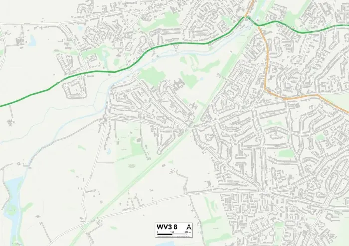 Gerahmter Druck : Wolverhampton WV3 8 Karte Gerahmter Druck : Wolverhampton WV3 8 Karte