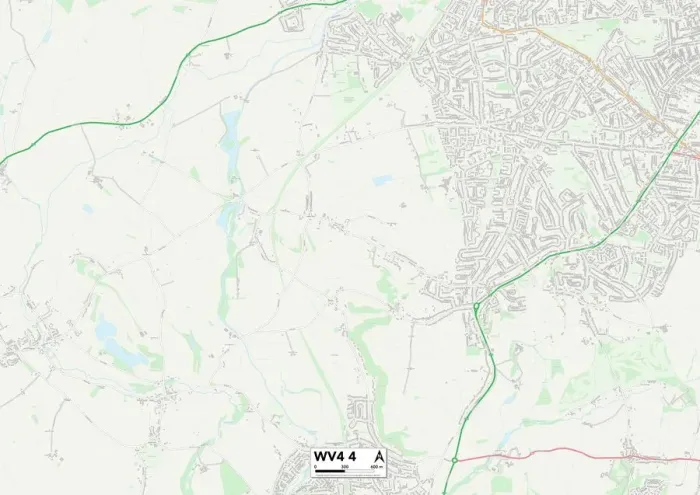 Gerahmter Druck : Wolverhampton WV4 4 Karte Gerahmter Druck : Wolverhampton WV4 4 Karte