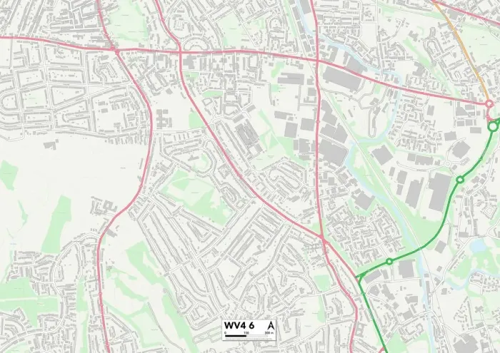 Gerahmter Druck : Wolverhampton WV4 6 Karte Gerahmter Druck : Wolverhampton WV4 6 Karte