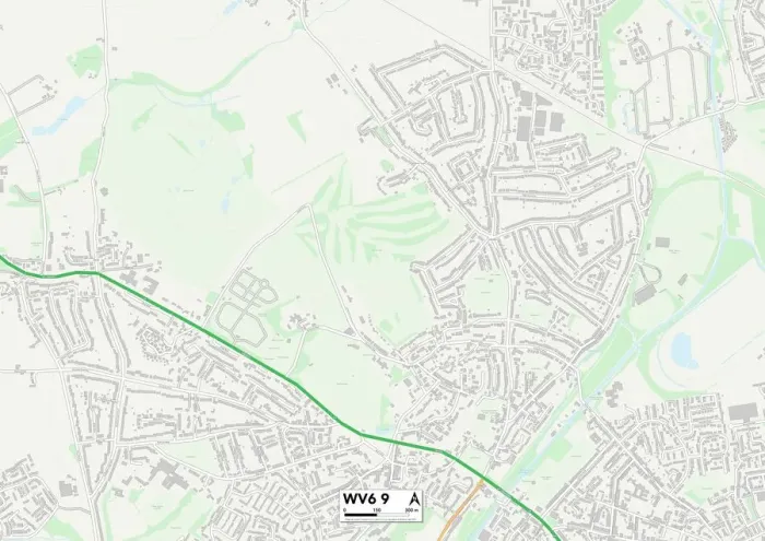 Gerahmter Druck : Wolverhampton WV6 9 Karte