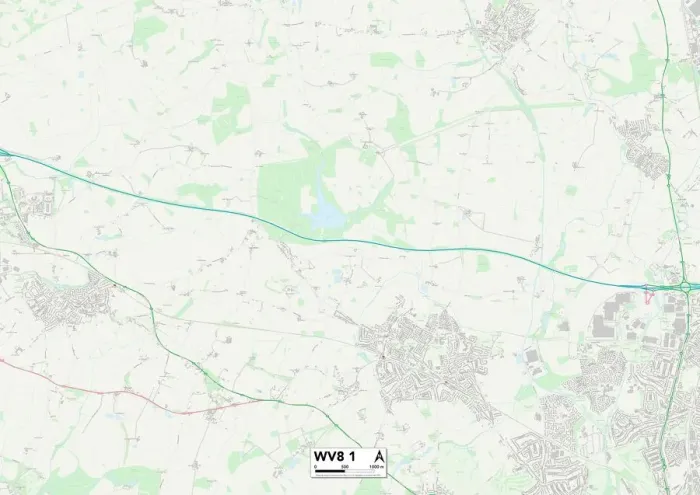 Gerahmter Druck : Wolverhampton WV8 1 Karte Gerahmter Druck : Wolverhampton WV8 1 Karte