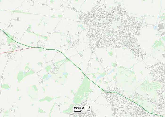 Gerahmter Druck : Wolverhampton WV8 2 Karte Gerahmter Druck : Wolverhampton WV8 2 Karte