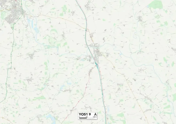 Gerahmter Druck : NordwestYorkshire YO51 9 Karte Gerahmter Druck : NordwestYorkshire YO51 9 Karte