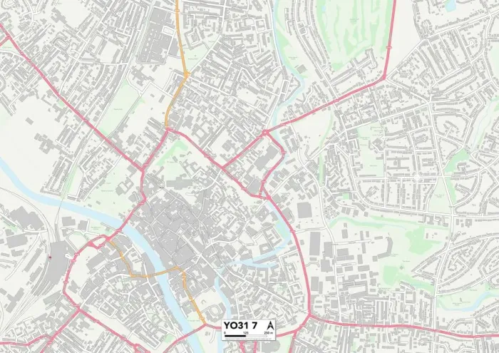 Gerahmter Druck : York YO31 7 Karte Gerahmter Druck : York YO31 7 Karte