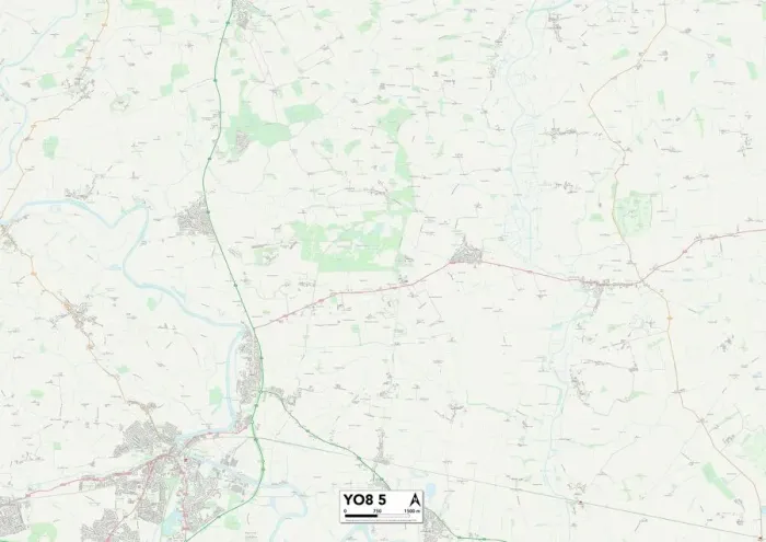 Gerahmter Druck : York YO8 5 Karte Gerahmter Druck : York YO8 5 Karte