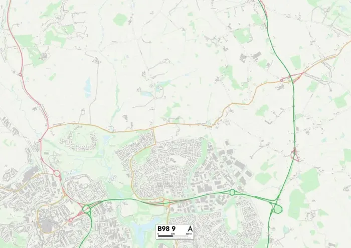 Gerahmter Druck : Redditch B98 9 Karte Gerahmter Druck : Redditch B98 9 Karte