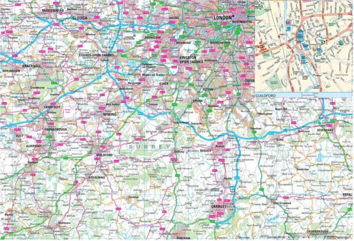 Gerahmter Druck : Karten der Grafschaft Surrey Gerahmter Druck : Karten der Grafschaft Surrey