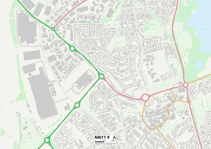 Gerahmter Druck : Daventry NN11 9 Karte Gerahmter Druck : Daventry NN11 9 Karte