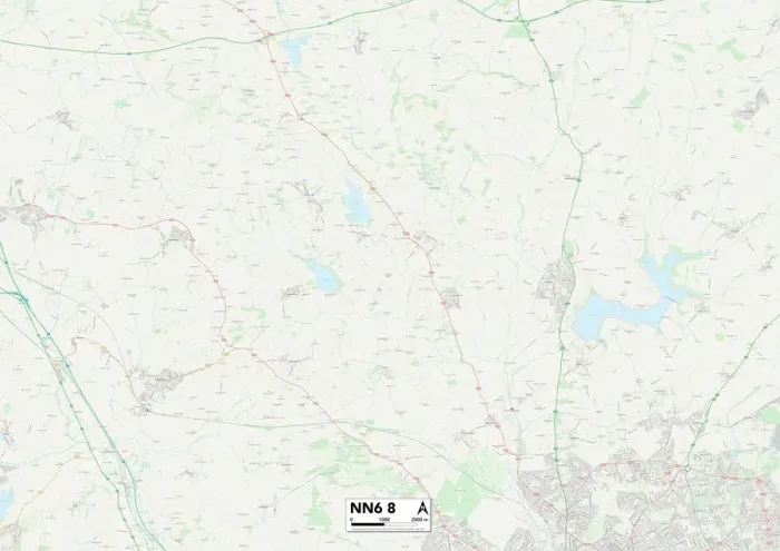 Gerahmter Druck : Daventry NN6 8 Karte Gerahmter Druck : Daventry NN6 8 Karte
