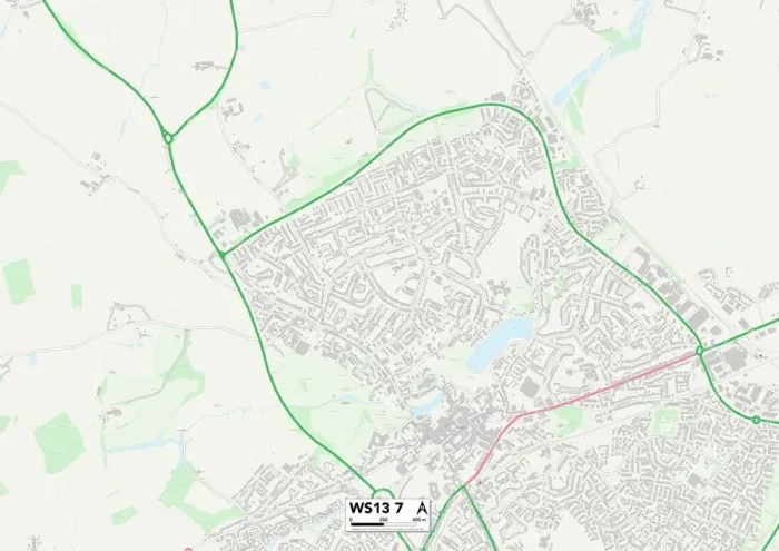 Gerahmter Druck : Lichfield WS13 7 Karte