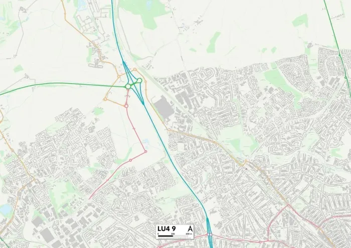 Gerahmter Druck : Luton LU4 9 Karte