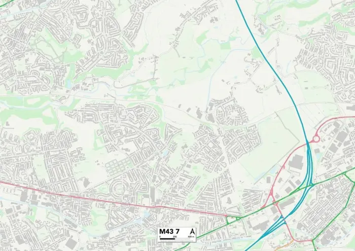 Gerahmter Druck : Tameside M43 7 Karte Gerahmter Druck : Tameside M43 7 Karte