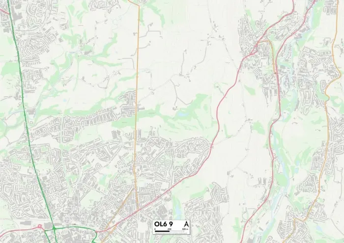 Gerahmter Druck : Tameside OL6 9 Karte