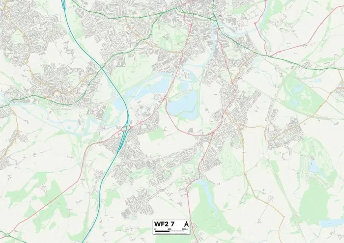 Gerahmter Druck : Wakefield, WF2 7 Karte Gerahmter Druck : Wakefield, WF2 7 Karte
