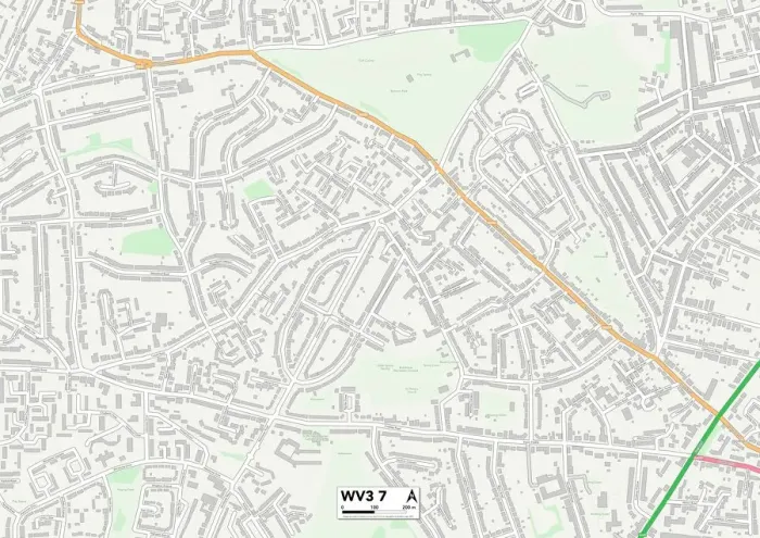 Gerahmter Druck : Wolverhampton WV3 7 Karte Gerahmter Druck : Wolverhampton WV3 7 Karte