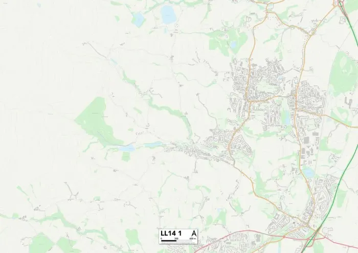 Gerahmter Druck : Wrexham LL14 1 Karte Gerahmter Druck : Wrexham LL14 1 Karte