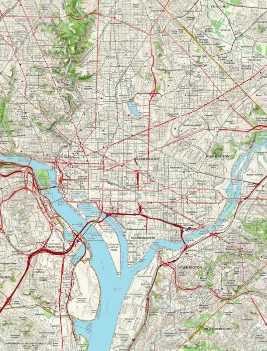 Gerahmter Druck : Washington, D.C.-Stadtplan Gerahmter Druck : Washington, D.C.-Stadtplan