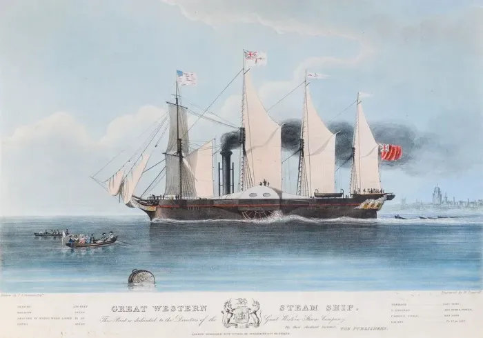 Gerahmter Druck : Großer Westlicher Dampfschiff, 1838