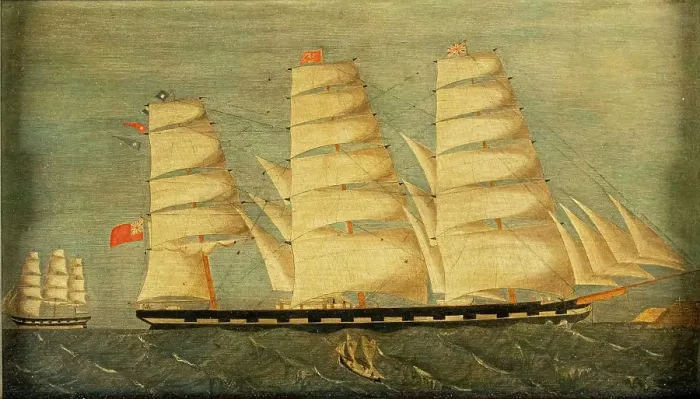Gerahmter Druck : Die Großbritannien segeln nach San Francisco. Gerahmter Druck : Die Großbritannien segeln nach San Francisco.