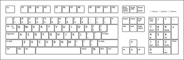 Gerahmter Druck : 104-Tasten-PC-Tastaturlayout, in Vektorformat. Gerahmter Druck : 104-Tasten-PC-Tastaturlayout, in Vektorformat.