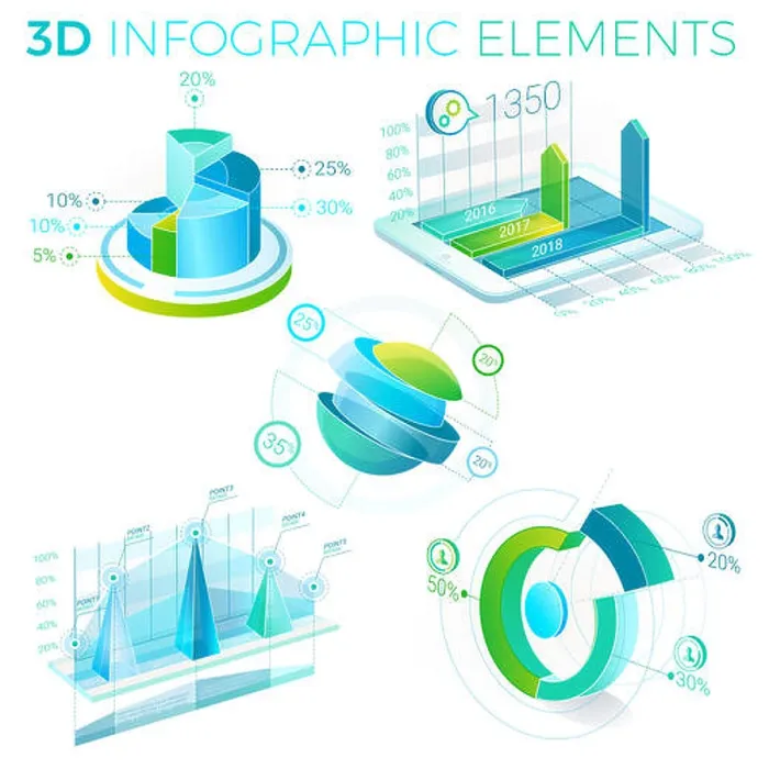 Gerahmter Druck : 3D Informationsgrafik-Elemente Gerahmter Druck : 3D Informationsgrafik-Elemente
