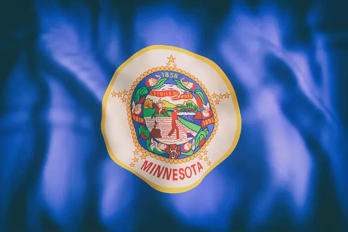 Gerahmter Druck : 3D-Rendition einer Minnesota State Flagge. Gerahmter Druck : 3D-Rendition einer Minnesota State Flagge.