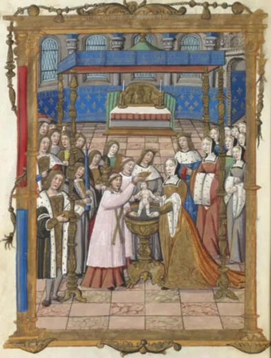 Gerahmter Druck : 71 Taufe von Sigebert III Gerahmter Druck : 71 Taufe von Sigebert III