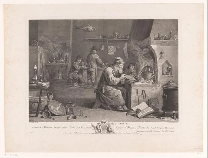 Gerahmter Druck : Der Alchemist in seinem Werkstatt, Jacques-Philippe Le Bas. Gerahmter Druck : Der Alchemist in seinem Werkstatt, Jacques-Philippe Le Bas.