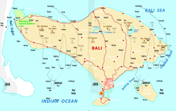 Gerahmter Druck : Bali-Karte Gerahmter Druck : Bali-Karte