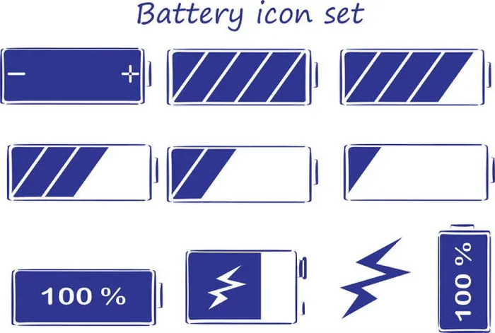 Gerahmter Druck : Batterie-Icon-Satz