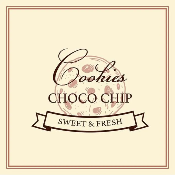 Gerahmter Druck : Choco Chip Cookie Logo Vorlage. Vektor-Illustration im Sketch-Stil. Design für Marken und Verpackung. Bäckereiprodukt Gerahmter Druck : Choco Chip Cookie Logo Vorlage. Vektor-Illustration im Sketch-Stil. Design für Marken und Verpackung. Bäckereiprodukt