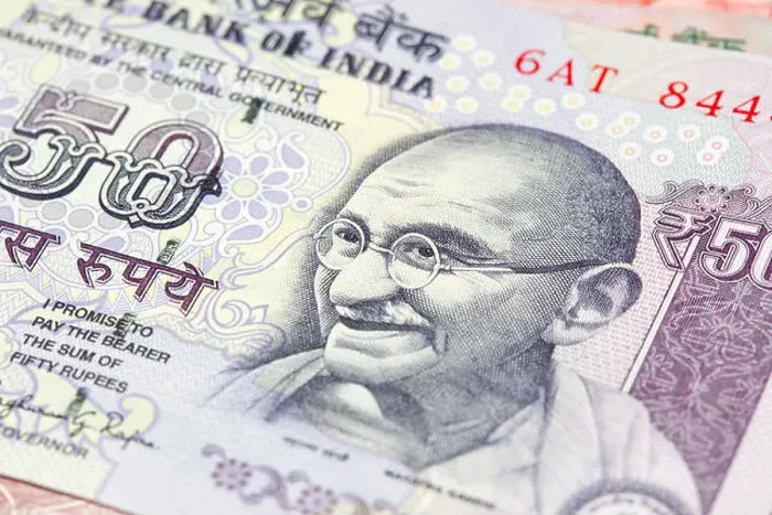 Gerahmter Druck : Sammlung der indischen Banknoten. Gerahmter Druck : Sammlung der indischen Banknoten.