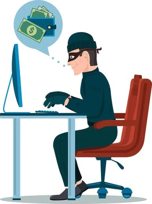 Gerahmter Druck : Computer Hacker Mann versucht, das System zu hacken und Geld zu stehlen. Dieb-Kartoon-Charakter-Vektorillustration Gerahmter Druck : Computer Hacker Mann versucht, das System zu hacken und Geld zu stehlen. Dieb-Kartoon-Charakter-Vektorillustration