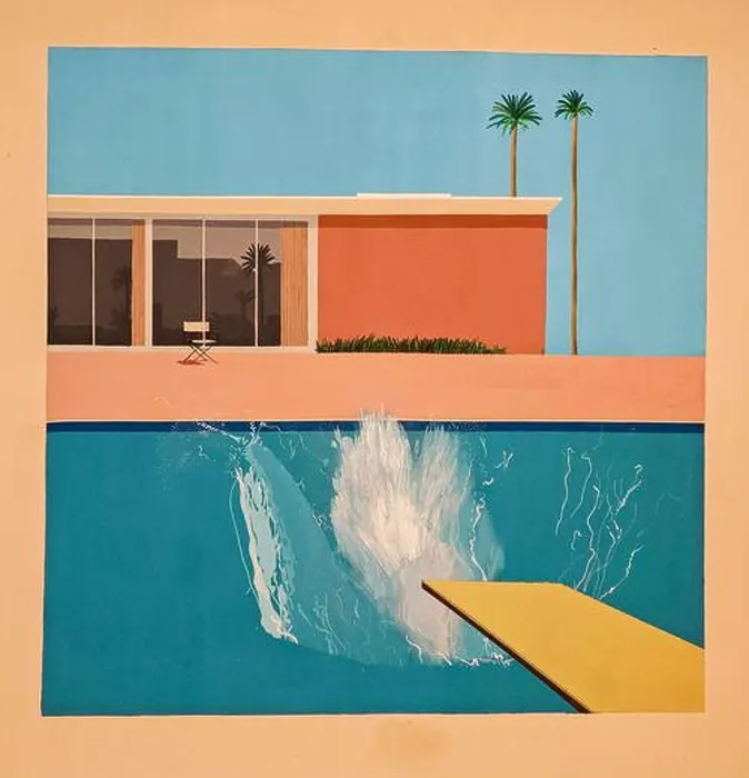 Gerahmter Druck : David Hockney, Ein großer Sprung. Gerahmter Druck : David Hockney, Ein großer Sprung.