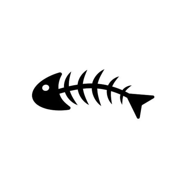 Gerahmter Druck : Fischknochen-Symbol in schwarz auf weiß