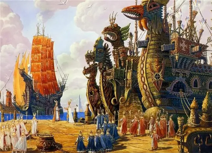 Gerahmter Druck : Die Flotte der Hyperboreer. Museum: PRIVATE SAMMLUNG. Autor: Ivanov, Vsevolod Borisovich Gerahmter Druck : Die Flotte der Hyperboreer. Museum: PRIVATE SAMMLUNG. Autor: Ivanov, Vsevolod Borisovich