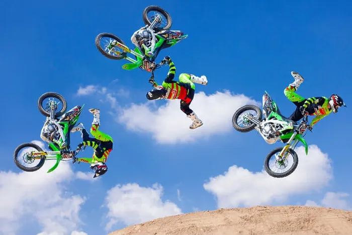 Gerahmter Druck : Freestyle Motocross-Sequenz Gerahmter Druck : Freestyle Motocross-Sequenz