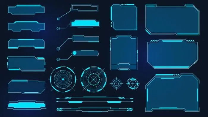 Gerahmter Druck : Zukünftige Rahmenwerke. Cyberschatten-HUD Quadratschirm mit Aufrufsymbolen Titel und Radar digitaler Info Box und Sci-Fi-UI-Panell virtueller Schnittstelle Vektorset Gerahmter Druck : Zukünftige Rahmenwerke. Cyberschatten-HUD Quadratschirm mit Aufrufsymbolen Titel und Radar digitaler Info Box und Sci-Fi-UI-Panell virtueller Schnittstelle Vektorset