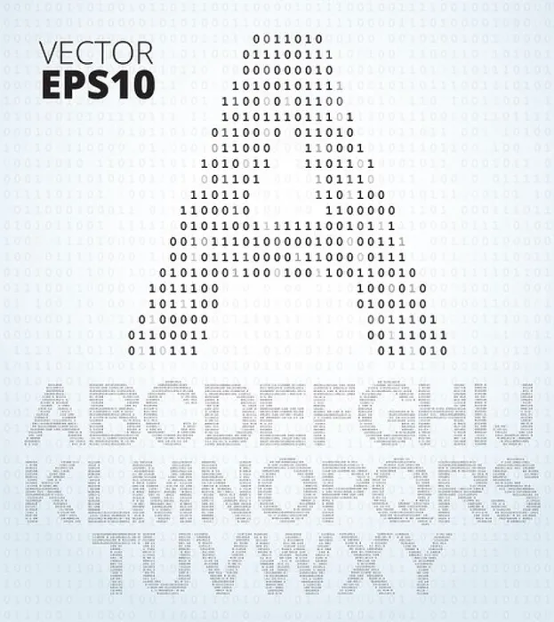 Gerahmter Druck : Buchstabe A-Z, Alphabet aus binärer Code Gerahmter Druck : Buchstabe A-Z, Alphabet aus binärer Code