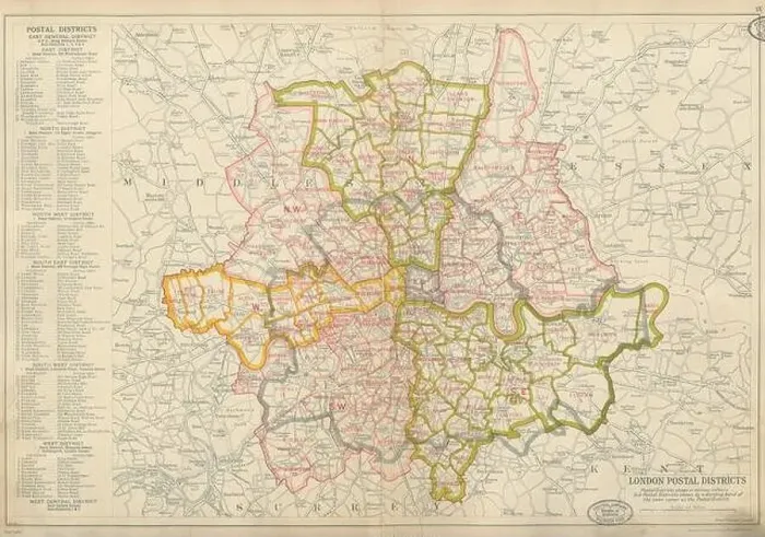 Gerahmter Druck : LONDONER POSTBEZIRKE. Postleitzahlenbereiche. NW N W SW SE E. BACON 1934 alte Karte Gerahmter Druck : LONDONER POSTBEZIRKE. Postleitzahlenbereiche. NW N W SW SE E. BACON 1934 alte Karte