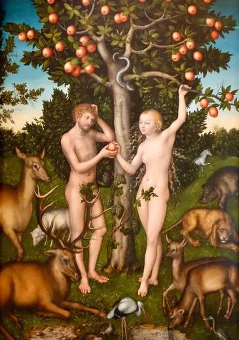 Gerahmter Druck : Lucas Cranach der Ältere - Adam Gerahmter Druck : Lucas Cranach der Ältere - Adam