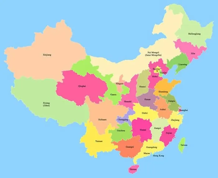 Gerahmter Druck : Karte Chinas mit den Provinzen Gerahmter Druck : Karte Chinas mit den Provinzen