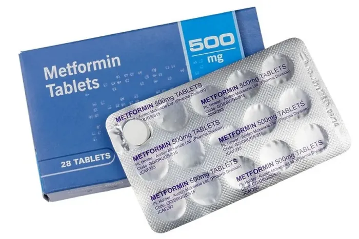 Gerahmter Druck : Metformin-Tabletten Gerahmter Druck : Metformin-Tabletten