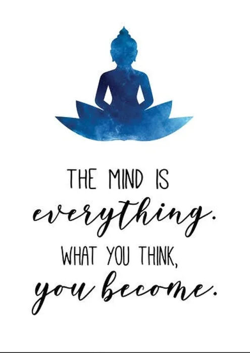 Gerahmter Druck : Das Denken ist alles; was du denkst, wirst du werden. Zitat des Buddhas mit Illustration von Buddha im blauen Wasserfarbenbild Gerahmter Druck : Das Denken ist alles; was du denkst, wirst du werden. Zitat des Buddhas mit Illustration von Buddha im blauen Wasserfarbenbild