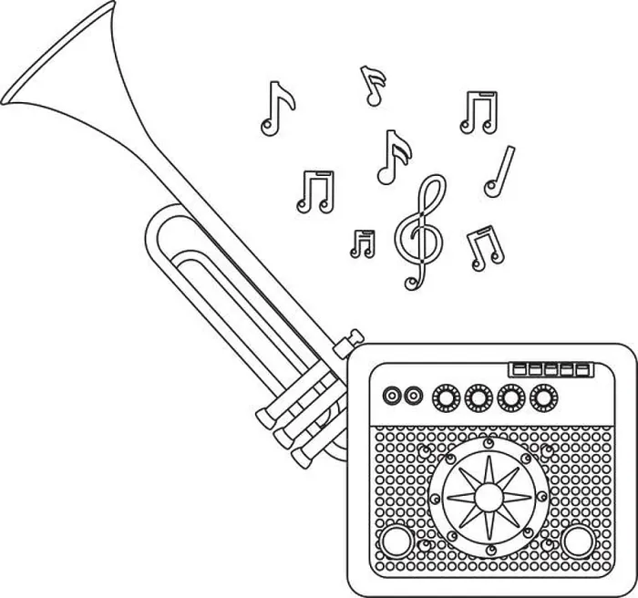 Gerahmter Druck : Musikelemente Cartoon