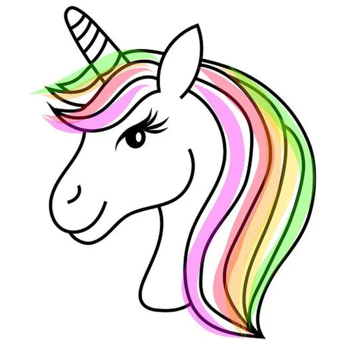 Gerahmter Druck : Illustration eines mythischen Wesens. Einhornkopf Kunst. Farbenprächtiger Schweif Vektor. Fantasytier Emblem Gerahmter Druck : Illustration eines mythischen Wesens. Einhornkopf Kunst. Farbenprächtiger Schweif Vektor. Fantasytier Emblem