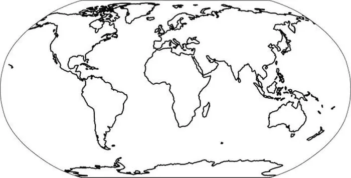 Gerahmter Druck : Umfassende Karte der Welt. Einfache, flache Vektorillustration. Gerahmter Druck : Umfassende Karte der Welt. Einfache, flache Vektorillustration.