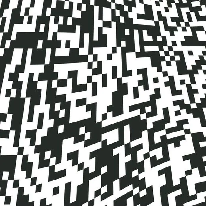 Gerahmter Druck : QR-Code Digitale Abstraktion Schwarz und Weiß Pixel-Rauschen Hintergrund